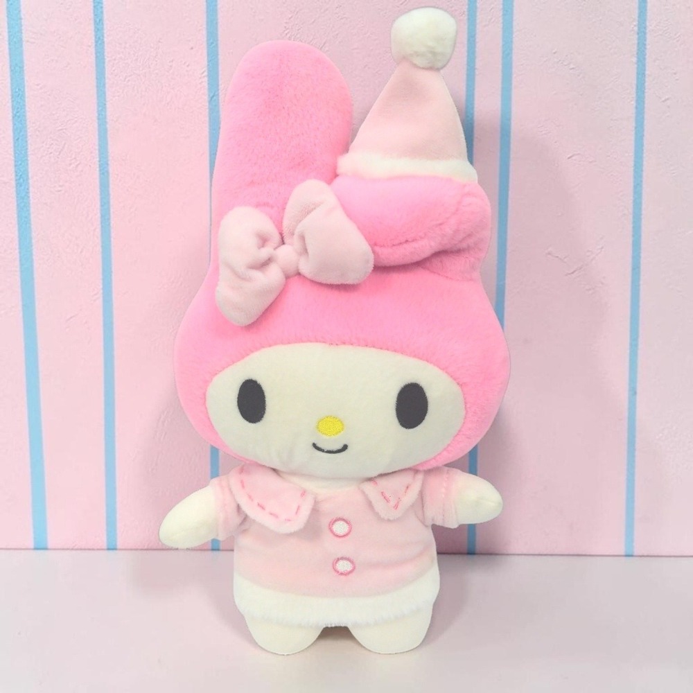 Sanrio My Melody Plush 12" Pink Winter Pajamas Nightcap Stuffed Animal Toy 2023